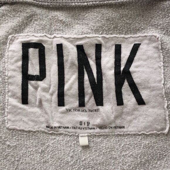 Victorias Secret Pink Logo Sweatshirt With Leopard Print Shoulders Size Small - Picture 4 of 16